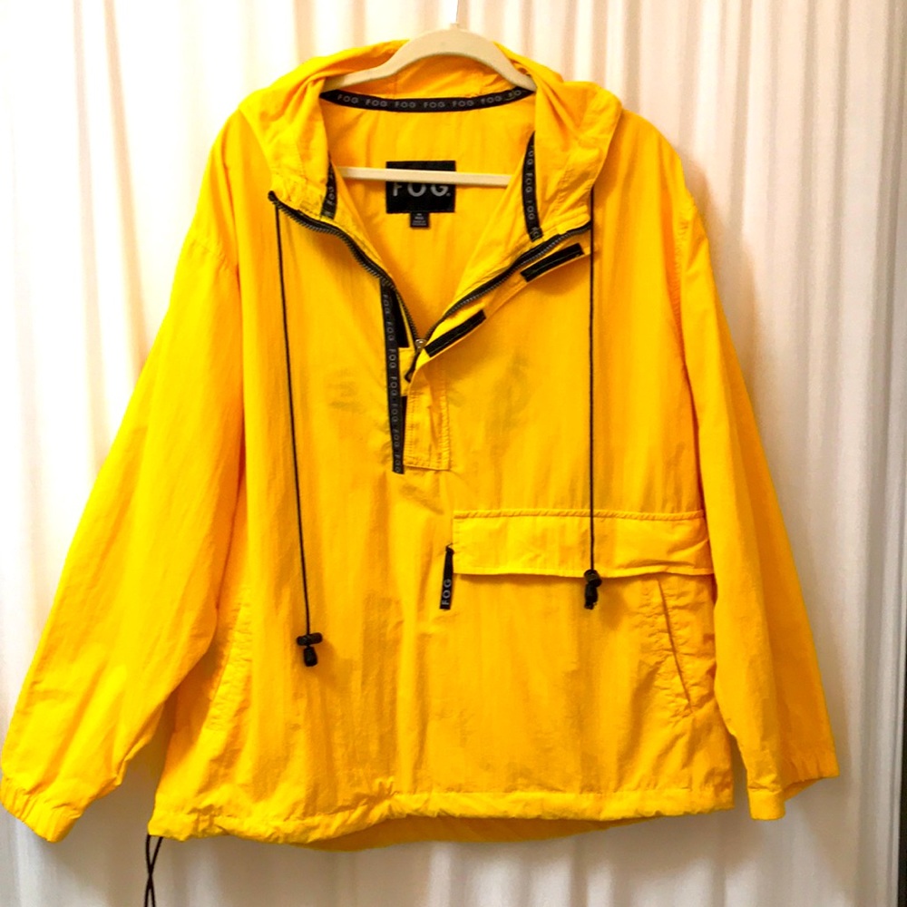 Men’s Yellow Windbreaker Size M on Tag.
